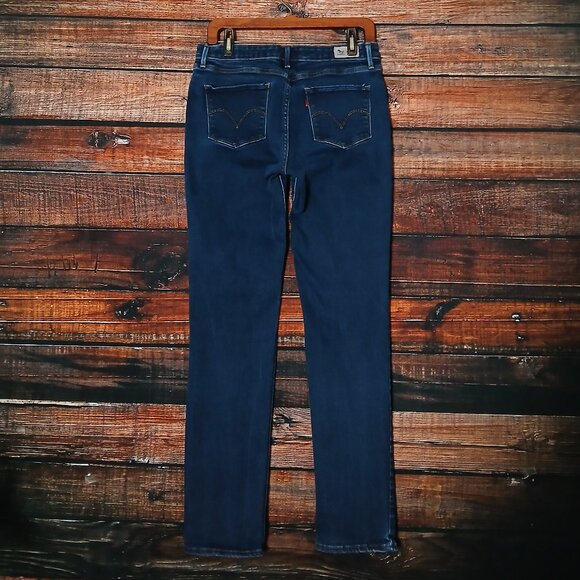 Levis Jeans Size 12 Long Mid Rise Skinny Dark Wash Denim Stretch - Picture 3 of 9